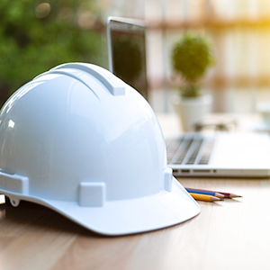 Hard hat and computer